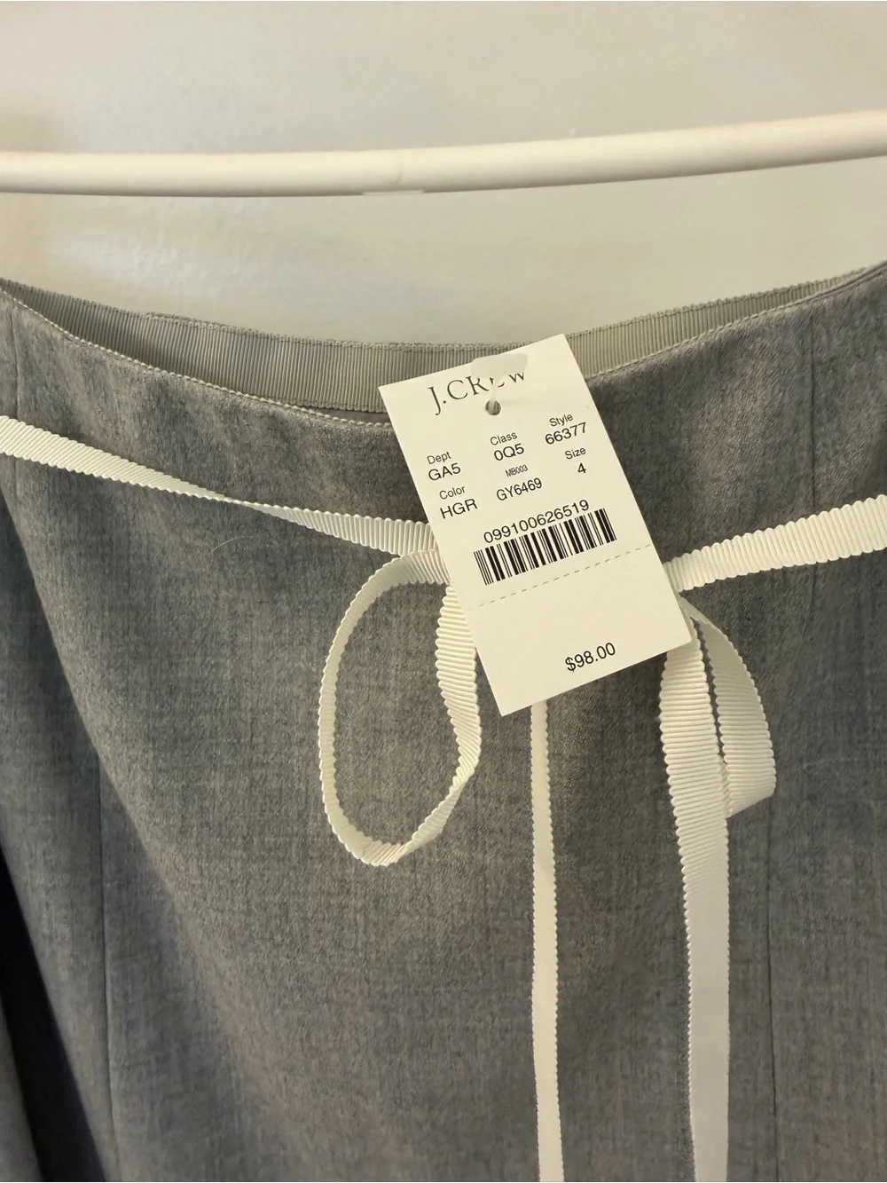 J. Crew Gray A-Line Skirt with Cream Tie